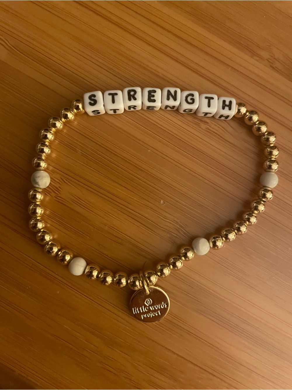 Little Words Project Gold 'Strength' Bead Bracelet